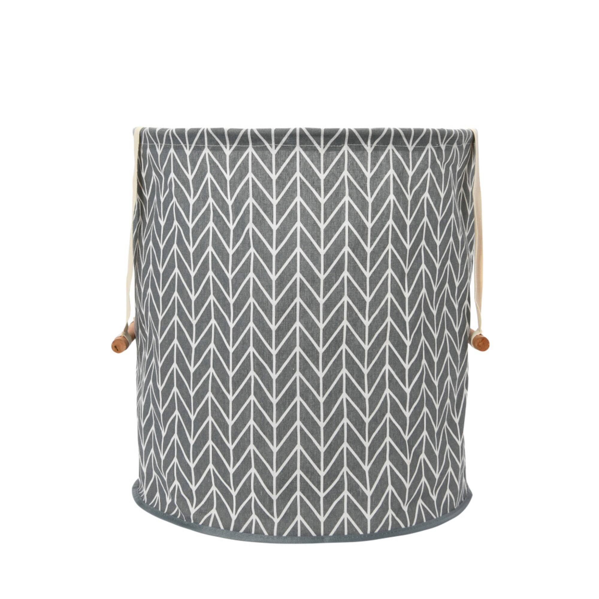 Household Essentials Krush Round Hamper with Wood Dowel Handles